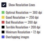Artwork resolution quality indicator